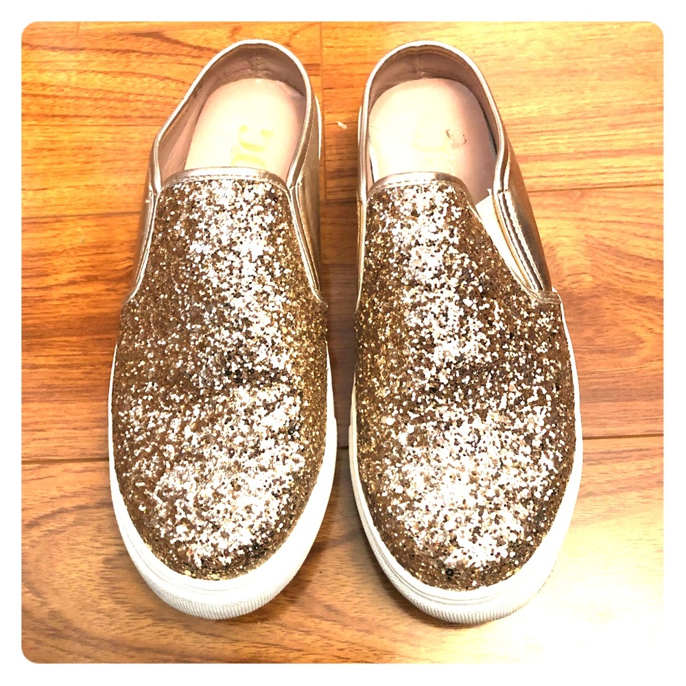 Rose gold Glitter slip on shoes